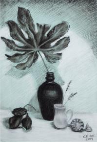 Александра Батяева. Черная ваза с кленовым листом
